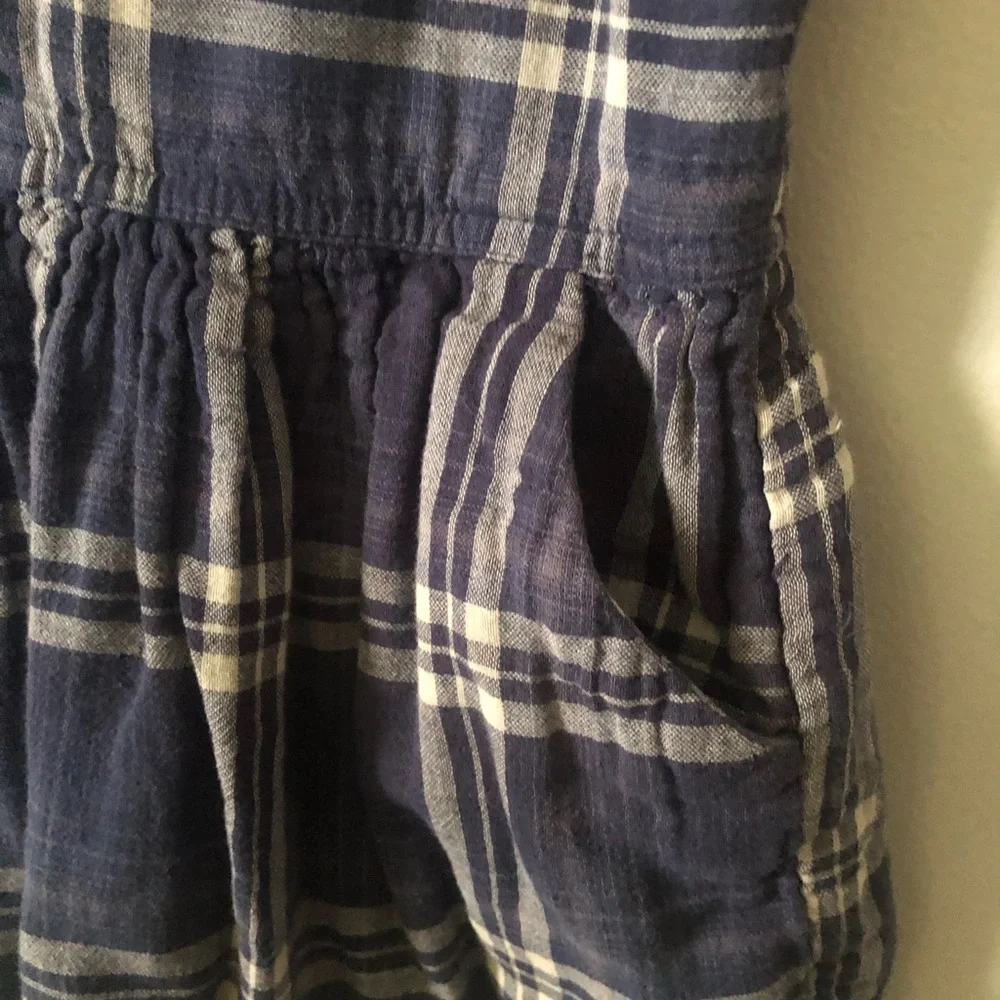 GAP Navy Plaid Short-Sleeve Drop-waist Dress S (6/7)